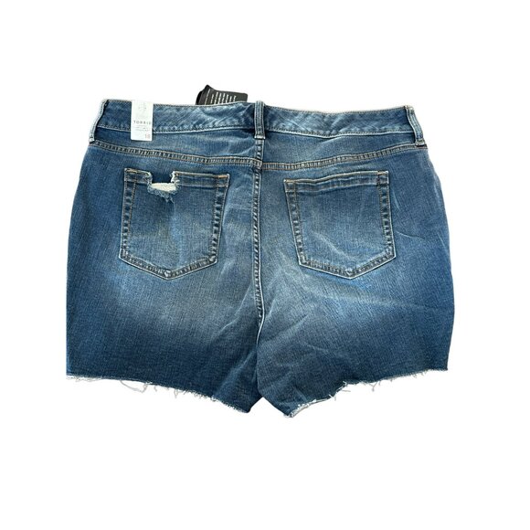 Torrid High Rise Skinny Jean Shorts 18 Distressed Button Fly Cutoffs Denim NWT - Picture 3 of 4